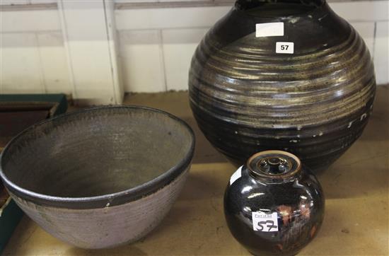 Three studio pottery vessels